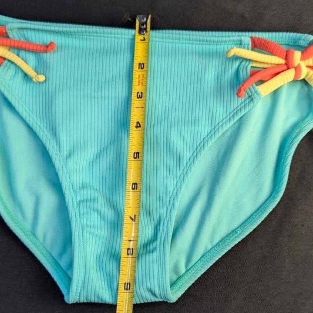 Art Class~Girls Bikini Bottom ~ Size XL 14 ~ Aqua Green/Ribbed/Multi Strappy Tie - Picture 3 of 11